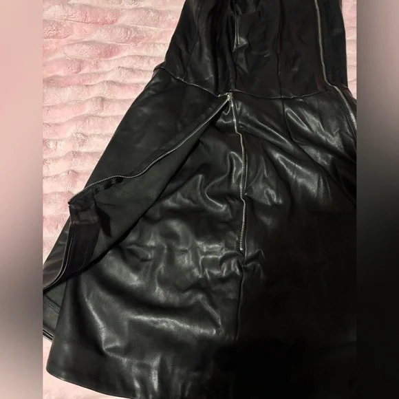 Dynamite Black Faux Leather Mini Dress side zipper #punk - Picture 7 of 12
